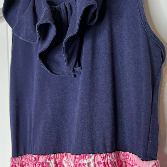 Lilly Pulitzer Girls Dress Size 12 with Blue Top and Pink and White Floral Skirt - Picture 2 of 5